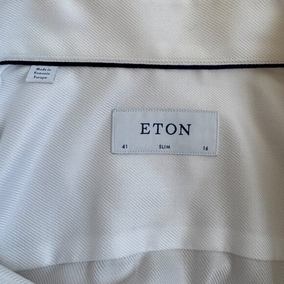 Eton White Signature Twill Slim 41 16 Dress Shirt - Picture 5 of 12